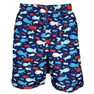 Boy's Swim Shorts, Swimming Board Trunks, Drawstring Lining, Beach, Fish, NEW